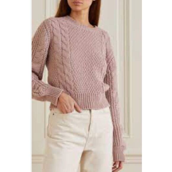SKIN S Small Dusty Orchid Pink Cable Knit Baby Alpaca...